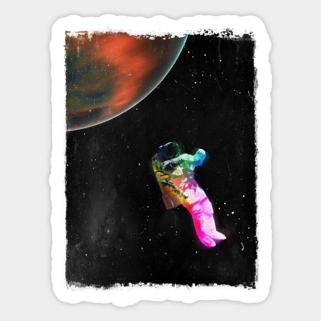 Colourful Astronaut in Space Sticker by DyrkWyst